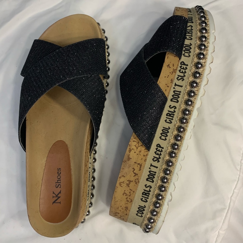 Black platform sandals